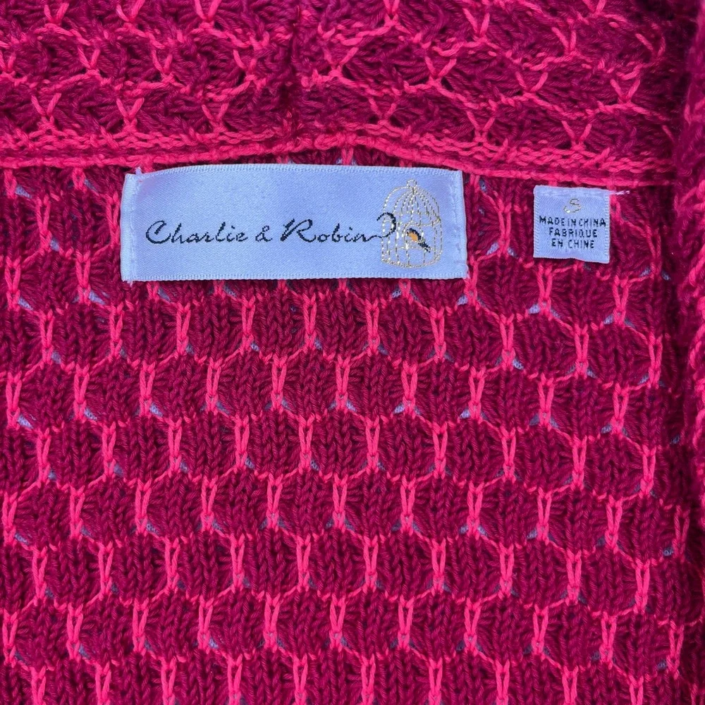 Charlie & Robin Red Knit Cotton Blazer Size S (#2026) - Picture 8 of 11